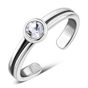 Cubic Zirconia Silver Toe Ring, trs3