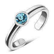 Blue Topaz Cubic Zirconia Silver Toe Ring, trs3