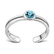 Blue Topaz Cubic Zirconia Silver Toe Ring, trs3