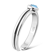 Blue Topaz Cubic Zirconia Silver Toe Ring, trs3