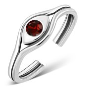 Garnet CZ Evil Eye Silver Toe Ring, trs4