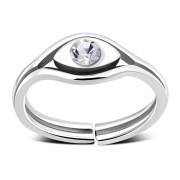 Cubic Zirconia Evil Eye Silver Toe Ring, trs4