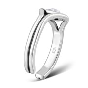 Clear Cubic Zirconia Evil Eye Silver Toe Ring, trs5