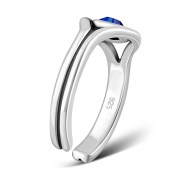 Blue Sapphire Cubic Zirconia Evil Eye Silver Toe Ring, trs5