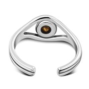 Blue Sapphire Cubic Zirconia Evil Eye Silver Toe Ring, trs5