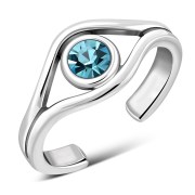 Blue Topaz Cubic Zirconia Evil Eye Silver Toe Ring, trs5