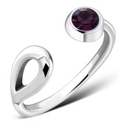 Amethyst Cubic Zirconia Silver Toe Ring, trs006
