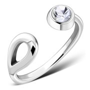Cubic Zirconia Silver Toe Ring, trs6