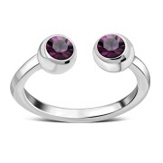 Amethyst Cubic Zirconia Silver Toe Ring, trs008