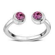 Rose Pink Cubic Zirconia Silver Toe Ring, trs008