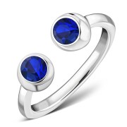 Blue Sapphire Cubic Zirconia Silver Toe Ring, trs008