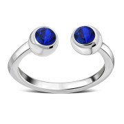 Blue Sapphire Cubic Zirconia Silver Toe Ring, trs008