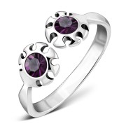 Amethyst Cubic Zirconia Silver Toe Ring, trs009