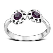 Amethyst Cubic Zirconia Silver Toe Ring, trs009