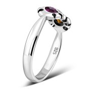 Amethyst Cubic Zirconia Silver Toe Ring, trs009