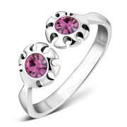 Rose Pink Cubic Zirconia Silver Toe Ring, trs009