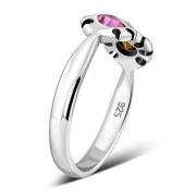 Rose Pink Cubic Zirconia Silver Toe Ring, trs009