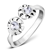Clear Cubic Zirconia Silver Toe Ring, trs009