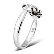 Clear Cubic Zirconia Silver Toe Ring, trs009