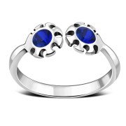 Blue Sapphire Cubic Zirconia Silver Toe Ring, trs009