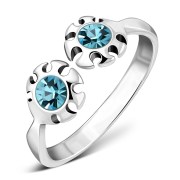 Blue Topaz Cubic Zirconia Silver Toe Ring, trs009