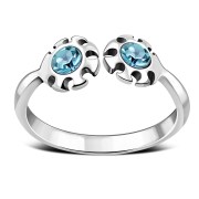 Blue Topaz Cubic Zirconia Silver Toe Ring, trs009