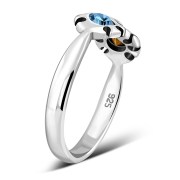 Blue Topaz Cubic Zirconia Silver Toe Ring, trs009