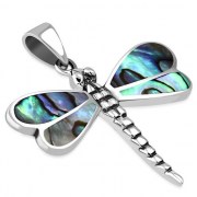 Abalone Dragonfly Silver Pendant, p499