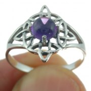 Amethyst Celtic Knot Silver Ring, r441