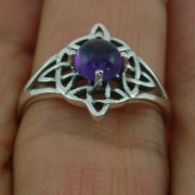 Amethyst Celtic Knot Silver Ring, r441