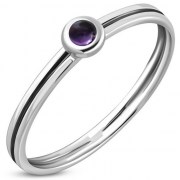 Amethyst Delicate Silver Ring, r572