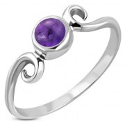 Amethyst Delicate Spiral Silver Ring, r390
