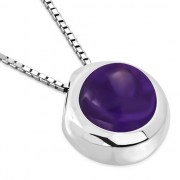 Amethyst Round Silver Pendant, p100