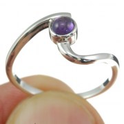 Amethyst Stone Twisted Silver Ring, r74
