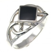 Black Onyx Celtic Knot Silver Ring, r535