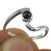 Black Onyx Twisted Silver Ring, r74