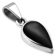 Black Onyx Drop Silver Pendant, p507