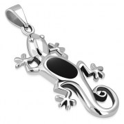 Black Onyx Lizard Silver Pendant, p545