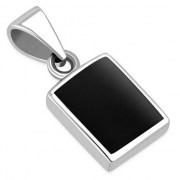 Black Onyx Rectangle Silver Pendant, p523