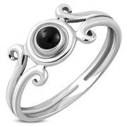 Black Onyx Silver Ring, r577