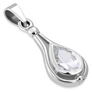 Clear CZ Drop Silver Pendant, p118