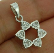 Clear CZ Heart Shape Star David  Pendant, Sterling Silver, p410