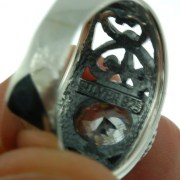 Engraved Style Ethnic Silver Ring set w Clear CZ, r2