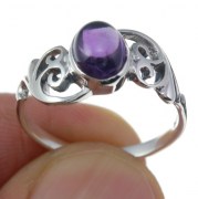 Ethnic Amethyst Stone Silver Ring, r192