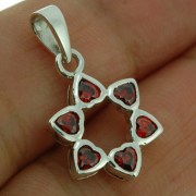 Garnet CZ Heart Shape Star David  Pendant, p410