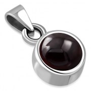 Garnet Round Silver Pendant, p116