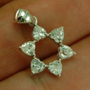 Heart Shape Clear CZ Star David  Pendant, Sterling Silver, p345
