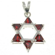 Large Star David  Pendant Garnet CZ, 925 Solid Silver, p412