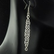 Long Celtic Knot Plain Silver Earrings, ep194