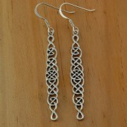 Long Celtic Knot Plain Silver Earrings, ep194